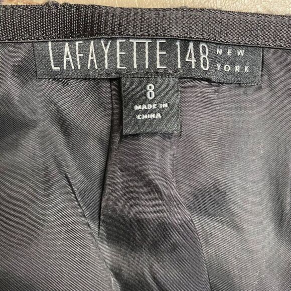 Lafayette 148 Black Brown Animal Print Wool Silk Blend Lined Pencil Skirt 8 $398 - Picture 3 of 6